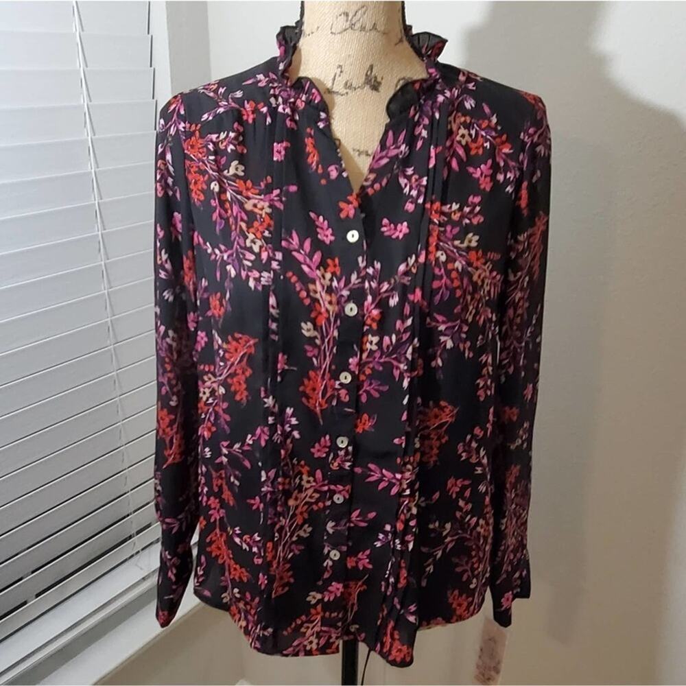 Nanette‎ Lepore floral pintucked blouse size small NEW!!!!